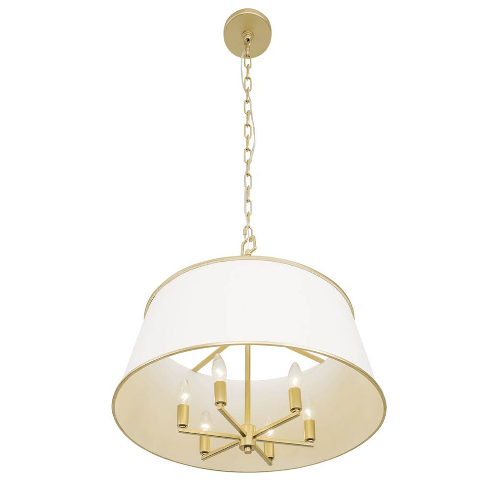 Varaluz 364P06MWFG Matte White,French Gold Coco 6-lt Pendant - Matte White/french Gold Image 3