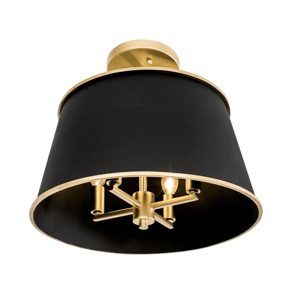 Varaluz Coco 4-lt Semi-flush - Matte Black/french Gold