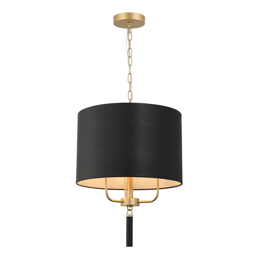 Varaluz 368P03GOB Painted Gold,Black Leather Secret Agent 3-lt Pendant - Painted Gold/black Leather Image 1