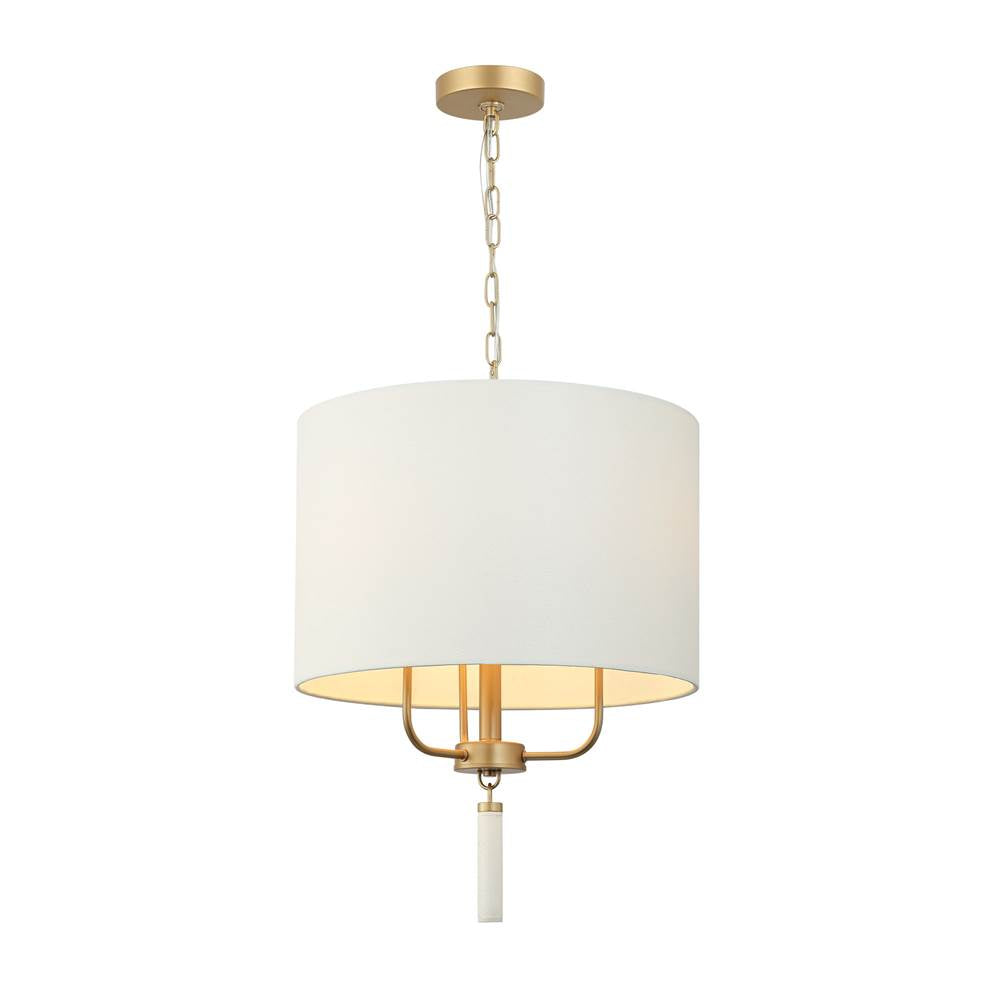 Varaluz 368P03GOW Painted Gold,White Leather Secret Agent 3-lt Pendant - Painted Gold/white Leather Image 1