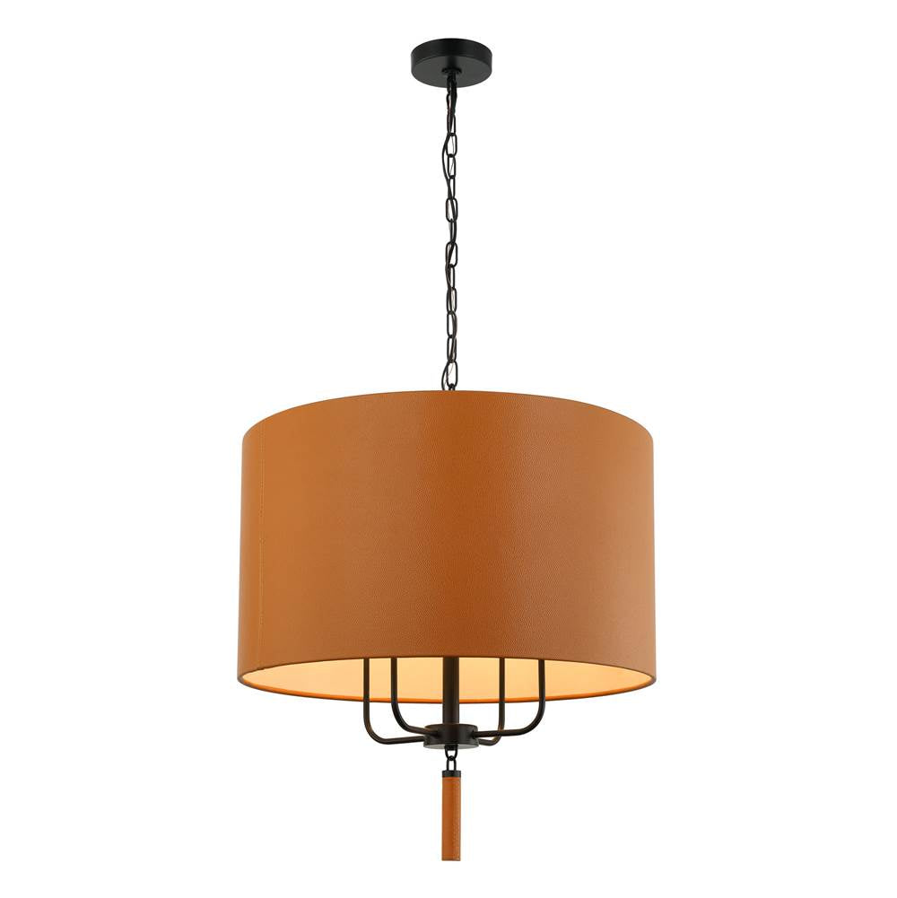 Varaluz 368P04BLC Black,Camel Leather Secret Agent 4-lt Pendant - Black/camel Leather Image 1