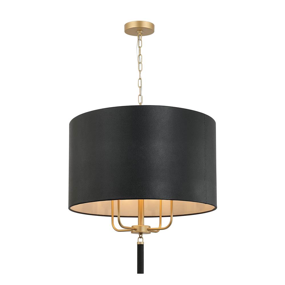 Varaluz 368P04GOB Painted Gold,Black Leather Secret Agent 4-lt Pendant - Painted Gold/black Leather Image 1