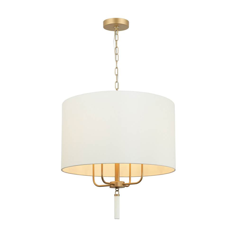 Varaluz 368P04GOW Painted Gold,White Leather Secret Agent 4-lt Pendant - Painted Gold/white Leather Image 1