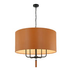 Varaluz 368P05BLC Black,Camel Leather Secret Agent 5-lt Pendant - Black/camel Leather Image 1