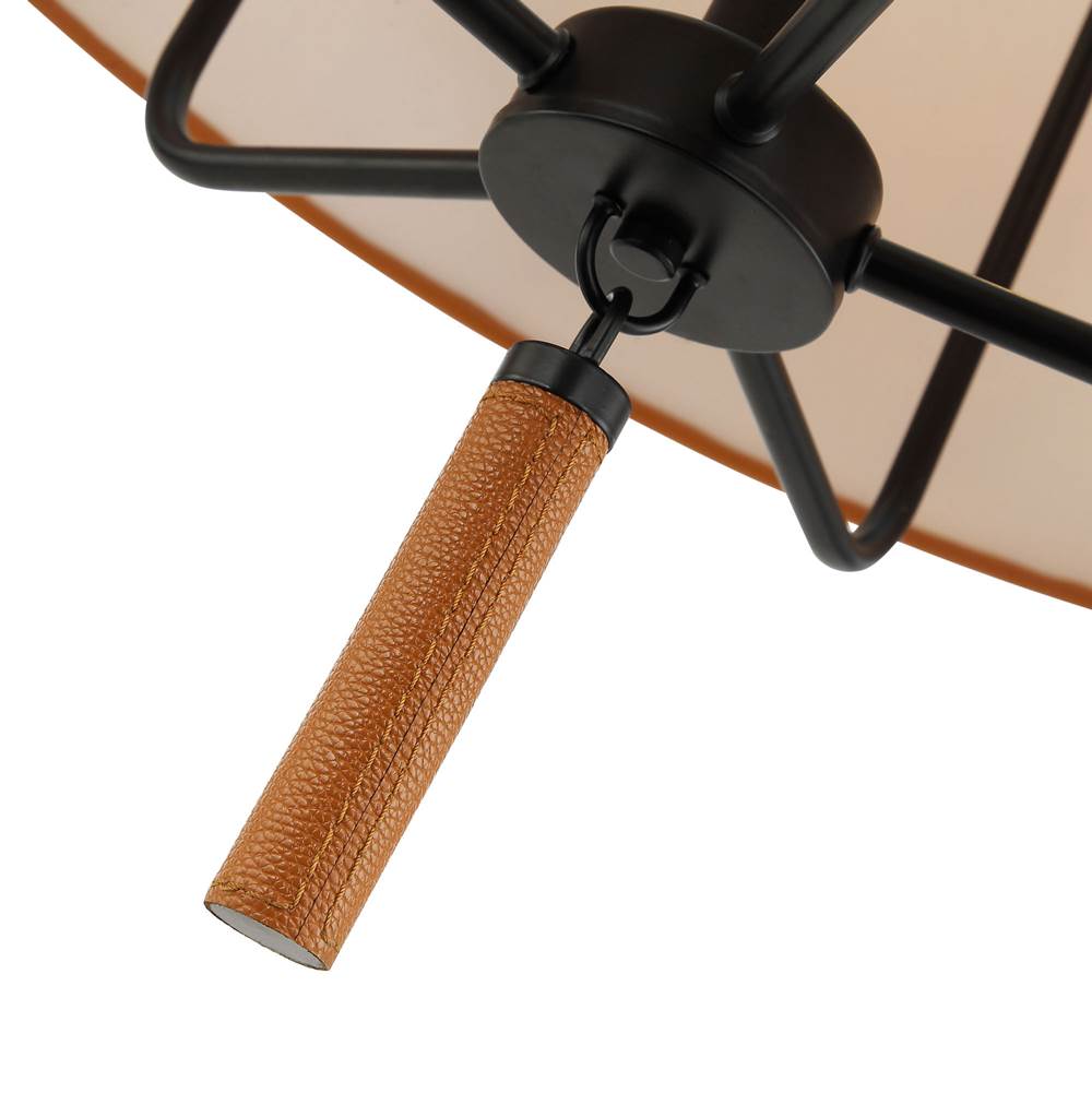 Varaluz 368P05BLC Black,Camel Leather Secret Agent 5-lt Pendant - Black/camel Leather Image 2