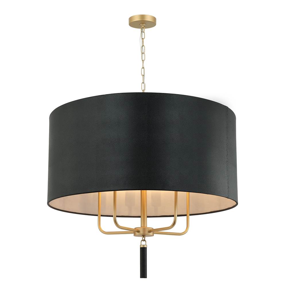 Varaluz 368P05GOB Painted Gold,Black Leather Secret Agent 5-lt Pendant - Painted Gold/black Leather Image 1