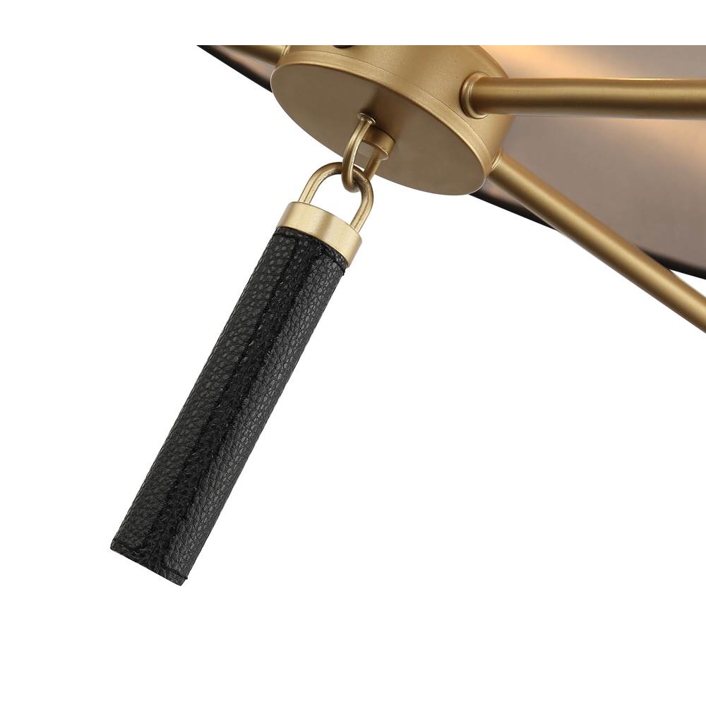 Varaluz 368P05GOB Painted Gold,Black Leather Secret Agent 5-lt Pendant - Painted Gold/black Leather Image 4