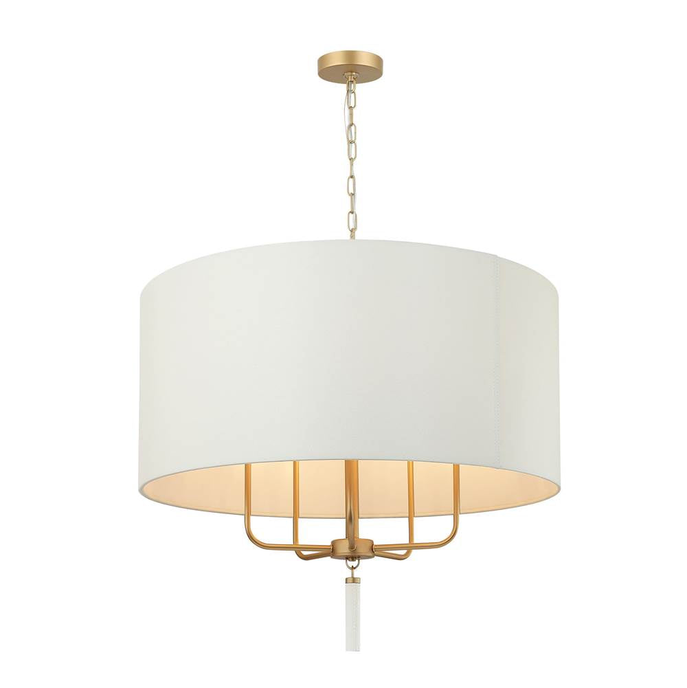 Varaluz 368P05GOW Painted Gold,White Leather Secret Agent 5-lt Pendant - Painted Gold/white Leather Image 1