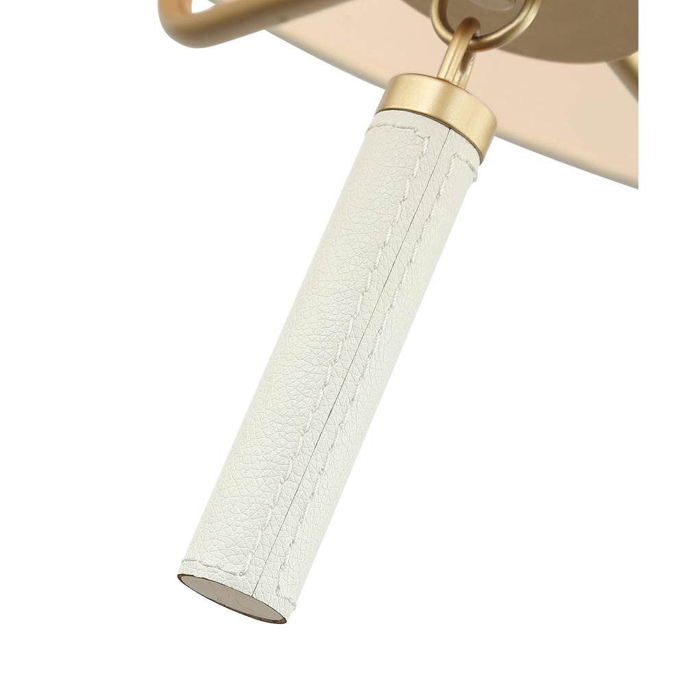 Varaluz 368P05GOW Painted Gold,White Leather Secret Agent 5-lt Pendant - Painted Gold/white Leather Image 3