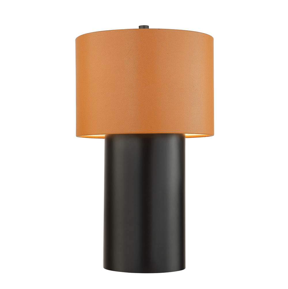 Varaluz 368T01BLC Black,Camel Leather Secret Agent 1-lt Table Lamp - Black/camel Leather Image 1