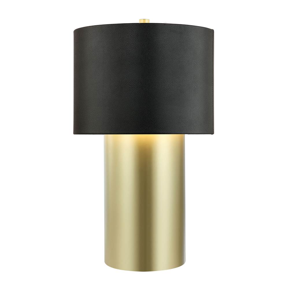 Varaluz 368T01GOB Painted Gold,Black Leather Secret Agent 1-lt Table Lamp - Painted Gold/black Leather Image 1