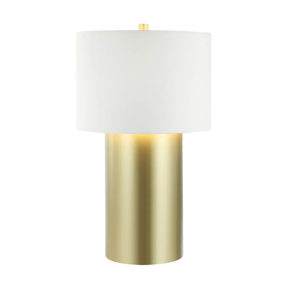 Varaluz 368T01GOW Painted Gold,White Leather Secret Agent 1-lt Table Lamp - Painted Gold/white Leather Image 1