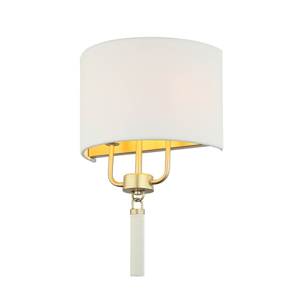 Varaluz 368W02GOW Painted Gold,White Leather Secret Agent 2-lt Sconce - Painted Gold/white Leather Image 1