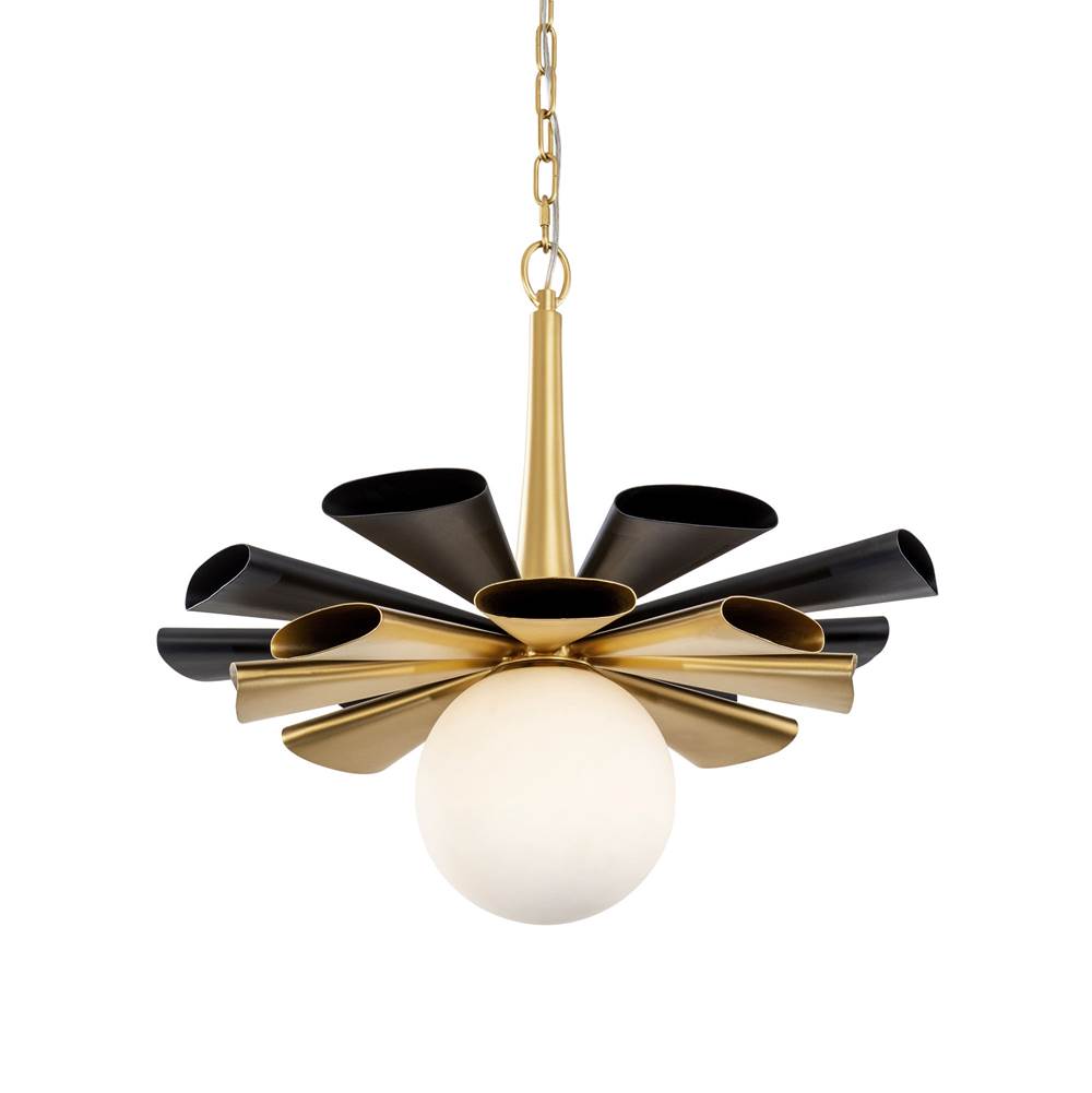 Varaluz 372P01LMBFG Matte Black,French Gold Daphne 1-lt Large Pendant - Matte Black/french Gold Image 1