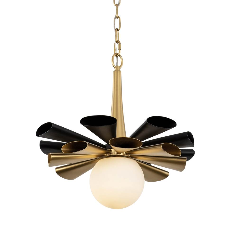 Varaluz 372P01MMBFG Matte Black,French Gold Daphne 1-lt Medium Pendant - Matte Black/french Gold Image 1