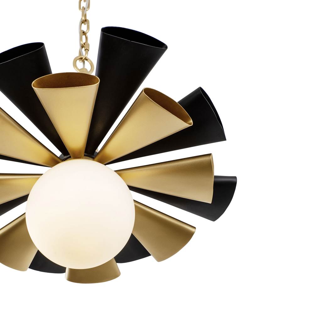 Varaluz 372P01MMBFG Matte Black,French Gold Daphne 1-lt Medium Pendant - Matte Black/french Gold Image 3