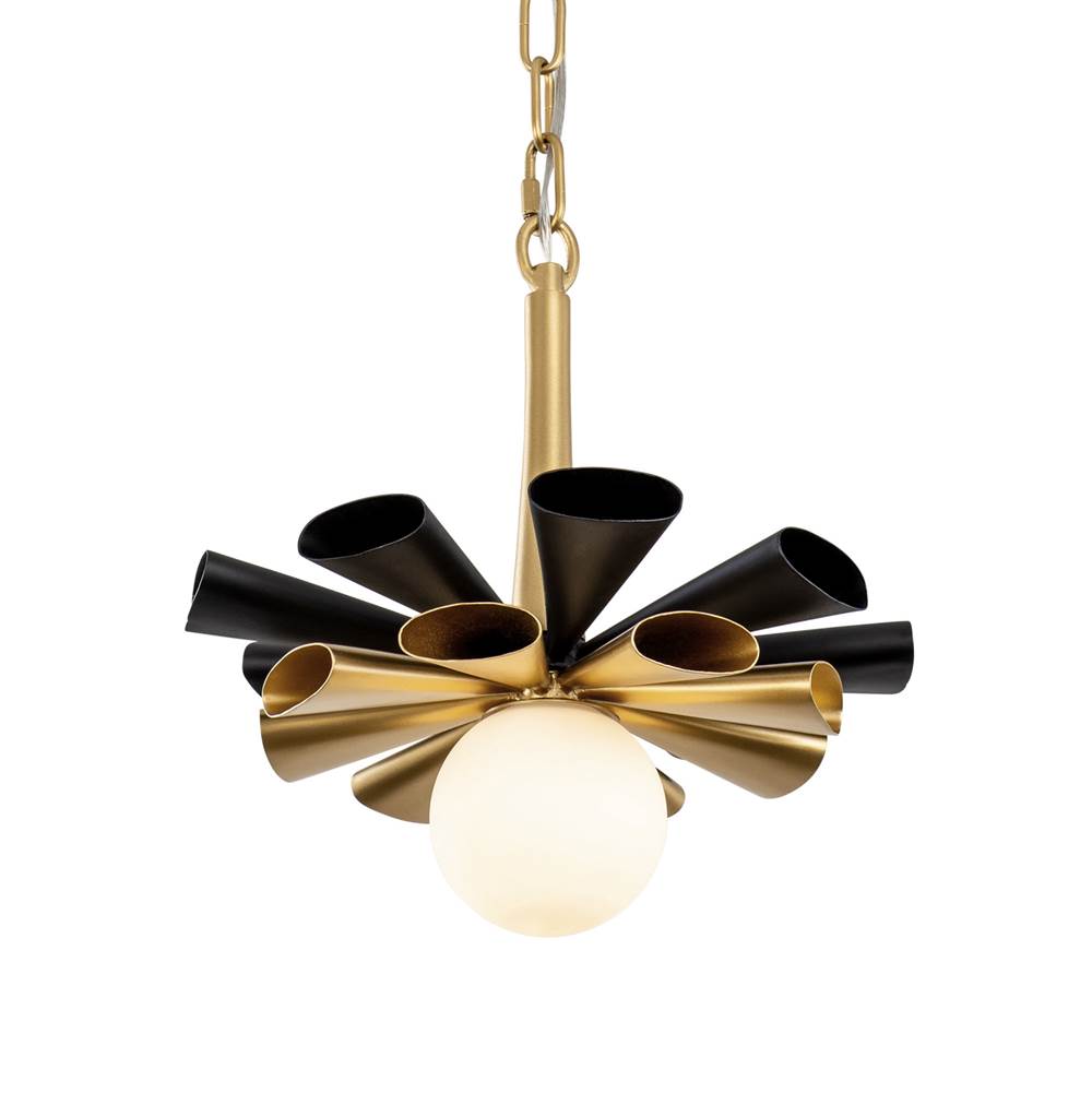 Varaluz 372P01SMBFG Matte Black,French Gold Daphne 1-lt Small Pendant - Matte Black/french Gold Image 2