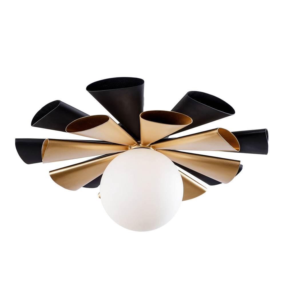 Varaluz 372S01LMBFG Matte Black,French Gold Daphne 1-lt Convertible Flush Mount/sconce - Matte Black/french Gold Image 1