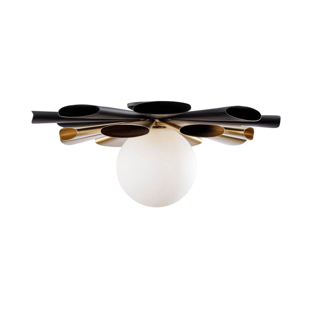 Varaluz 372S01LMBFG Matte Black,French Gold Daphne 1-lt Convertible Flush Mount/sconce - Matte Black/french Gold Image 4