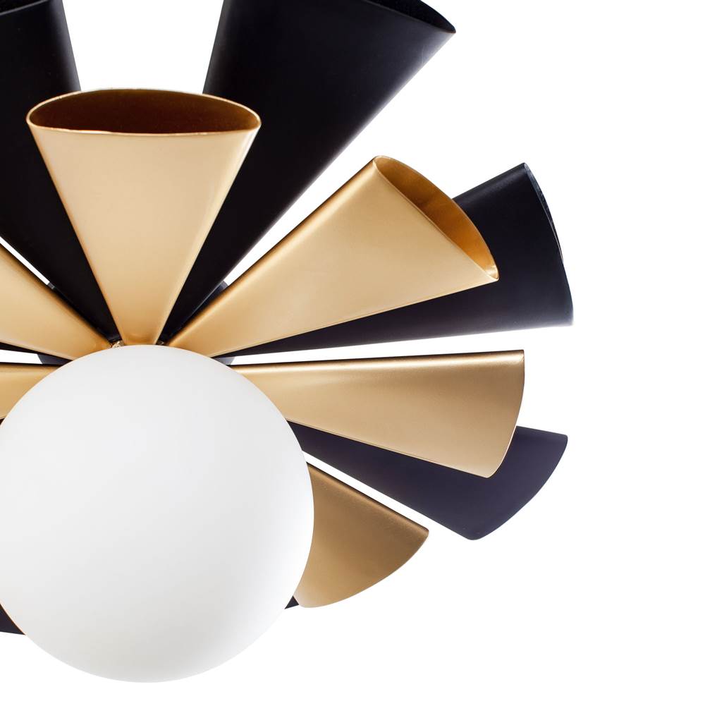 Varaluz 372S01LMBFG Matte Black,French Gold Daphne 1-lt Convertible Flush Mount/sconce - Matte Black/french Gold Image 3