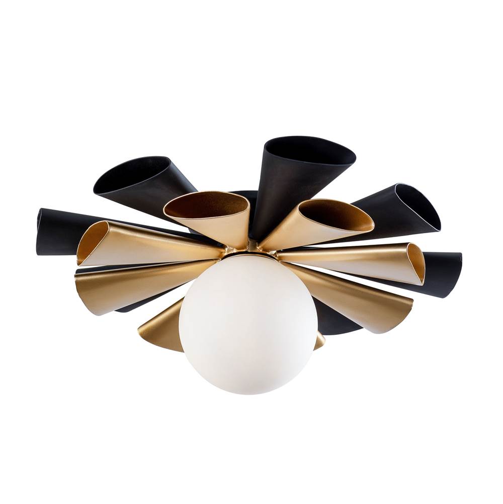 Varaluz 372S01MMBFG Matte Black,French Gold Daphne 1-lt Convertible Flush Mount/sconce - Matte Black/french Gold Image 1