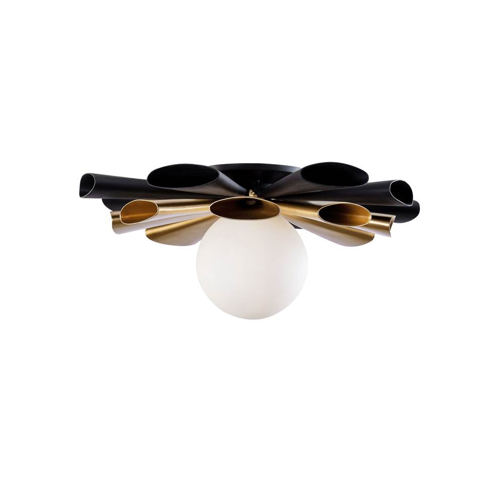 Varaluz 372S01MMBFG Matte Black,French Gold Daphne 1-lt Convertible Flush Mount/sconce - Matte Black/french Gold Image 2