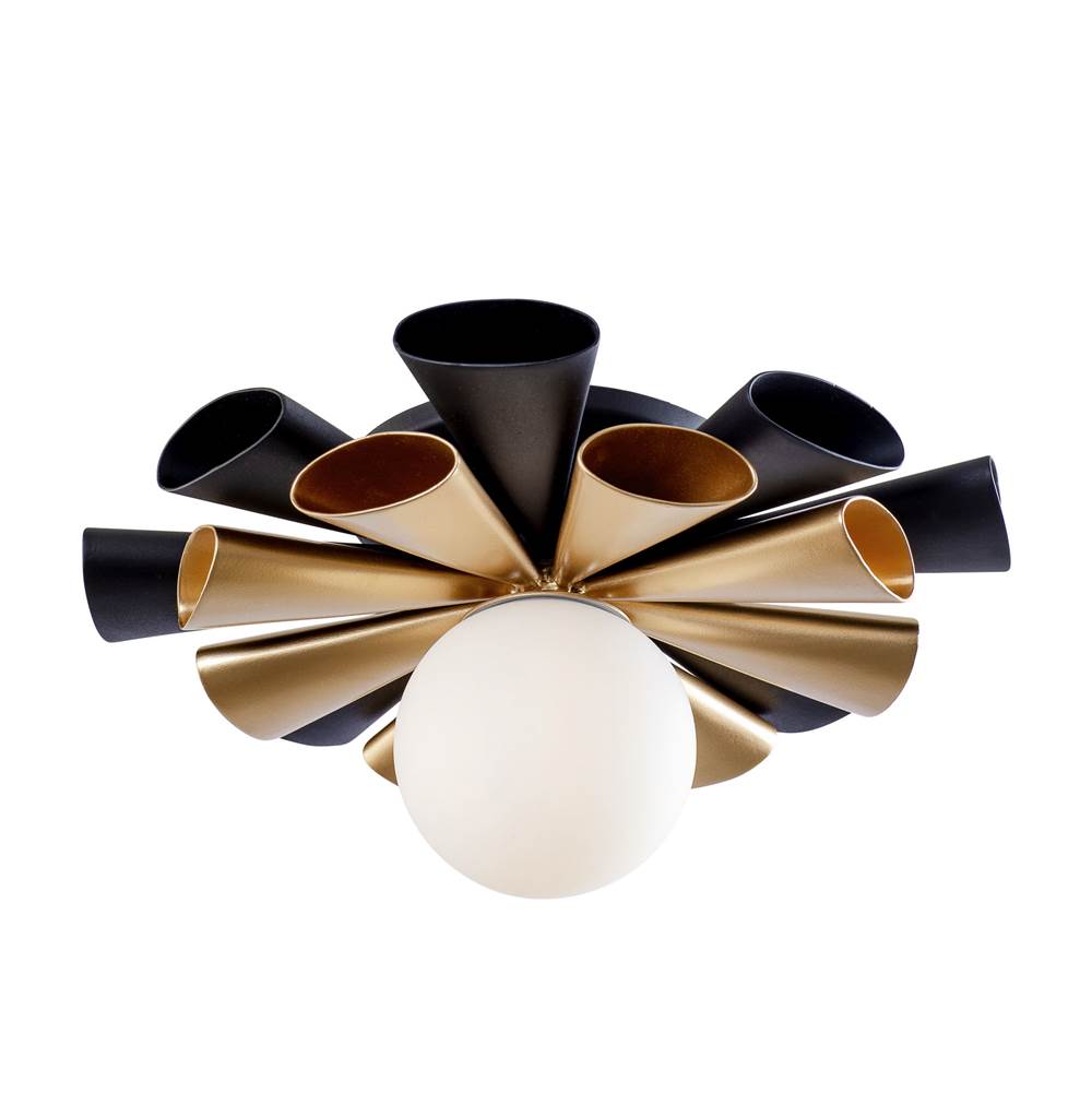 Varaluz 372S01SMBFG Matte Black,French Gold Daphne 1-lt Convertible Flush Mount/sconce - Matte Black/french Gold Image 1