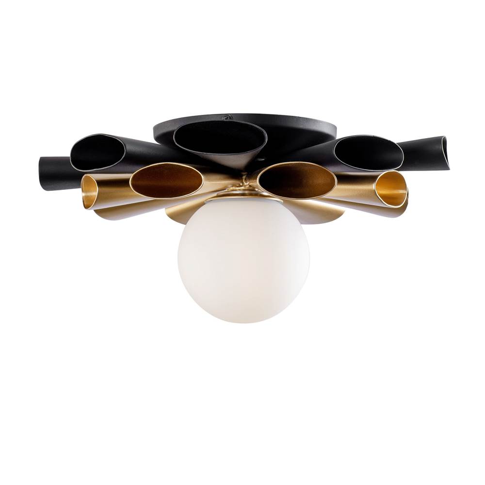 Varaluz 372S01SMBFG Matte Black,French Gold Daphne 1-lt Convertible Flush Mount/sconce - Matte Black/french Gold Image 2