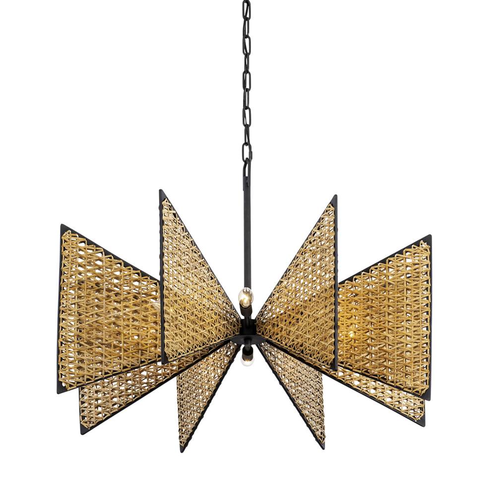 Varaluz 379C08MBS Matte Black,Sulihiya Machina 8-lt Chandelier - Matte Black/sulihiya Image 1