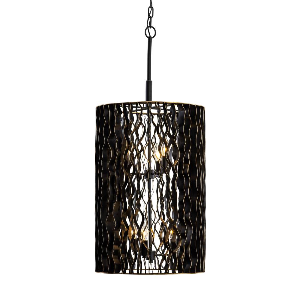 Varaluz 380F06MBFG Matte Black,French Gold Estela 6-lt Foyer - Matte Black/french Gold Image 1