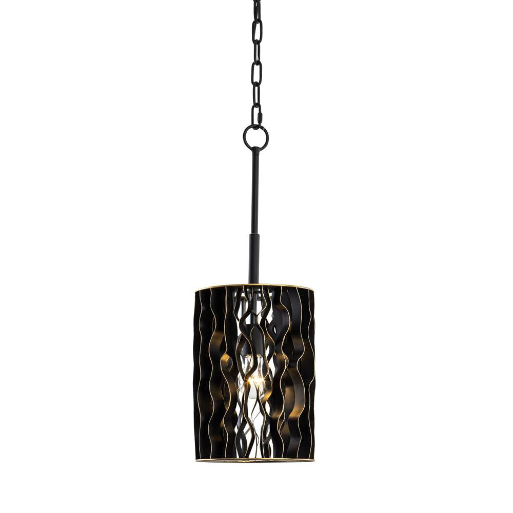 Varaluz 380M01MBFG Matte Black,French Gold Estela 1-lt Mini Pendant - Matte Black/french Gold Image 1