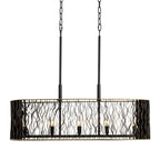 Varaluz 380N05MBFG Matte Black,French Gold Estela 5-lt Linear Pendant - Matte Black/french Gold Image 1