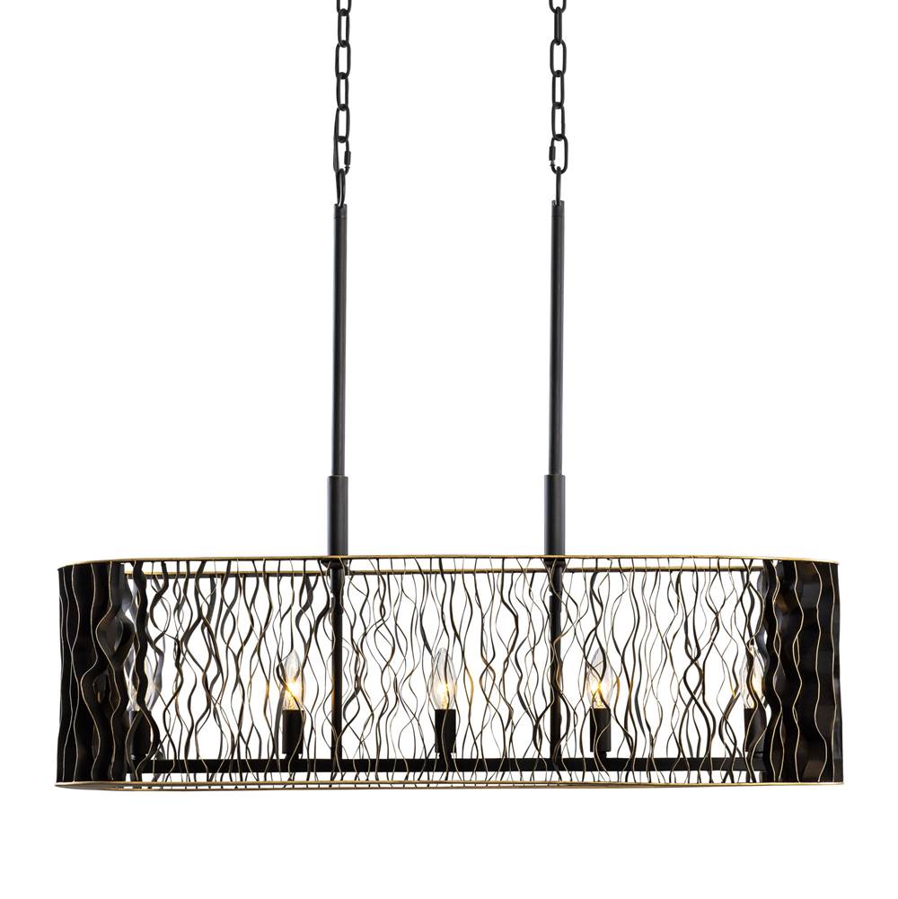 Varaluz 380N05MBFG Matte Black,French Gold Estela 5-lt Linear Pendant - Matte Black/french Gold Image 1