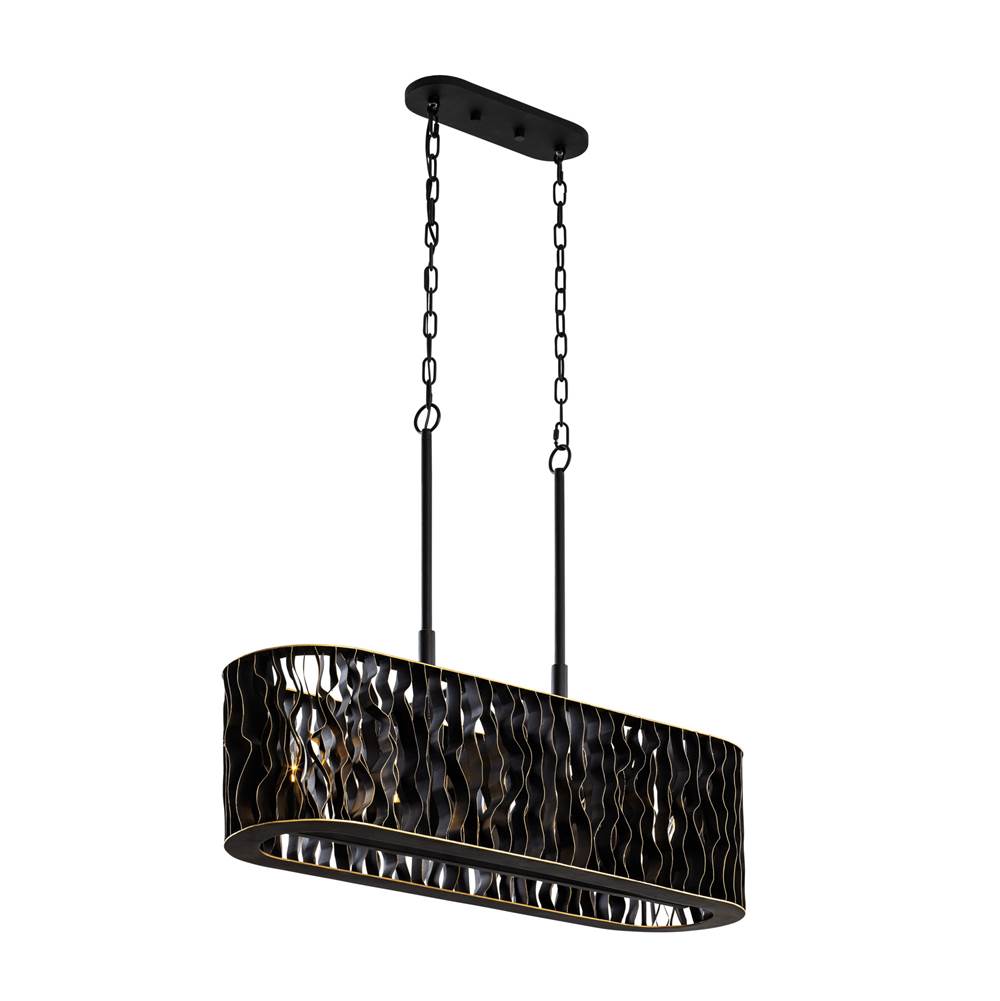 Varaluz 380N05MBFG Matte Black,French Gold Estela 5-lt Linear Pendant - Matte Black/french Gold Image 9