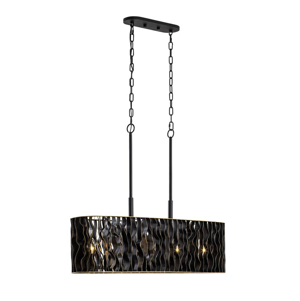 Varaluz 380N05MBFG Matte Black,French Gold Estela 5-lt Linear Pendant - Matte Black/french Gold Image 8