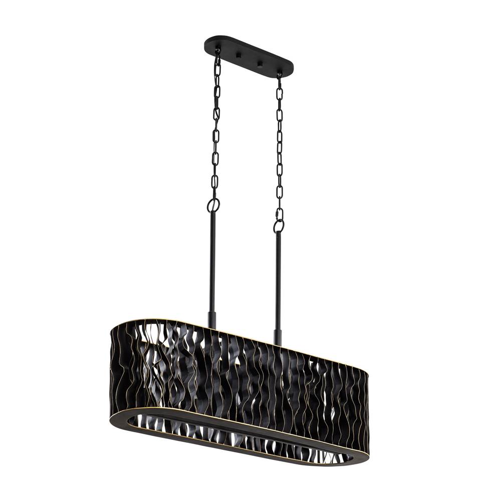 Varaluz 380N05MBFG Matte Black,French Gold Estela 5-lt Linear Pendant - Matte Black/french Gold Image 4