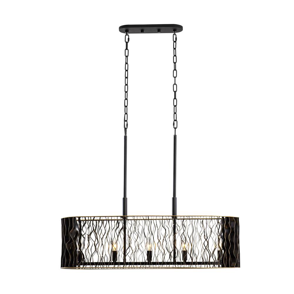 Varaluz 380N05MBFG Matte Black,French Gold Estela 5-lt Linear Pendant - Matte Black/french Gold Image 3