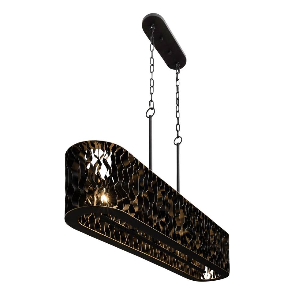 Varaluz 380N06MBFG Matte Black,French Gold Estela 6-lt   Linear Pendant - Matte Black/french Gold Image 1