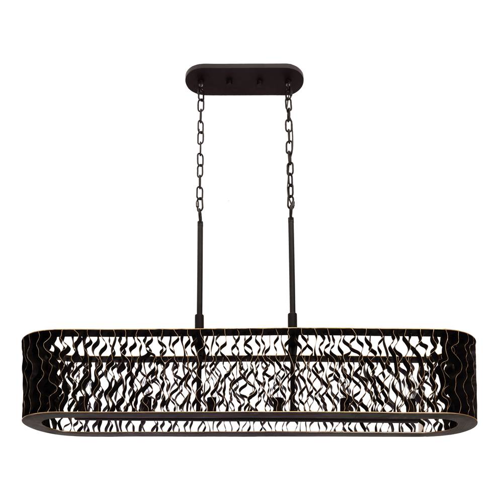 Varaluz 380N06MBFG Matte Black,French Gold Estela 6-lt   Linear Pendant - Matte Black/french Gold Image 4