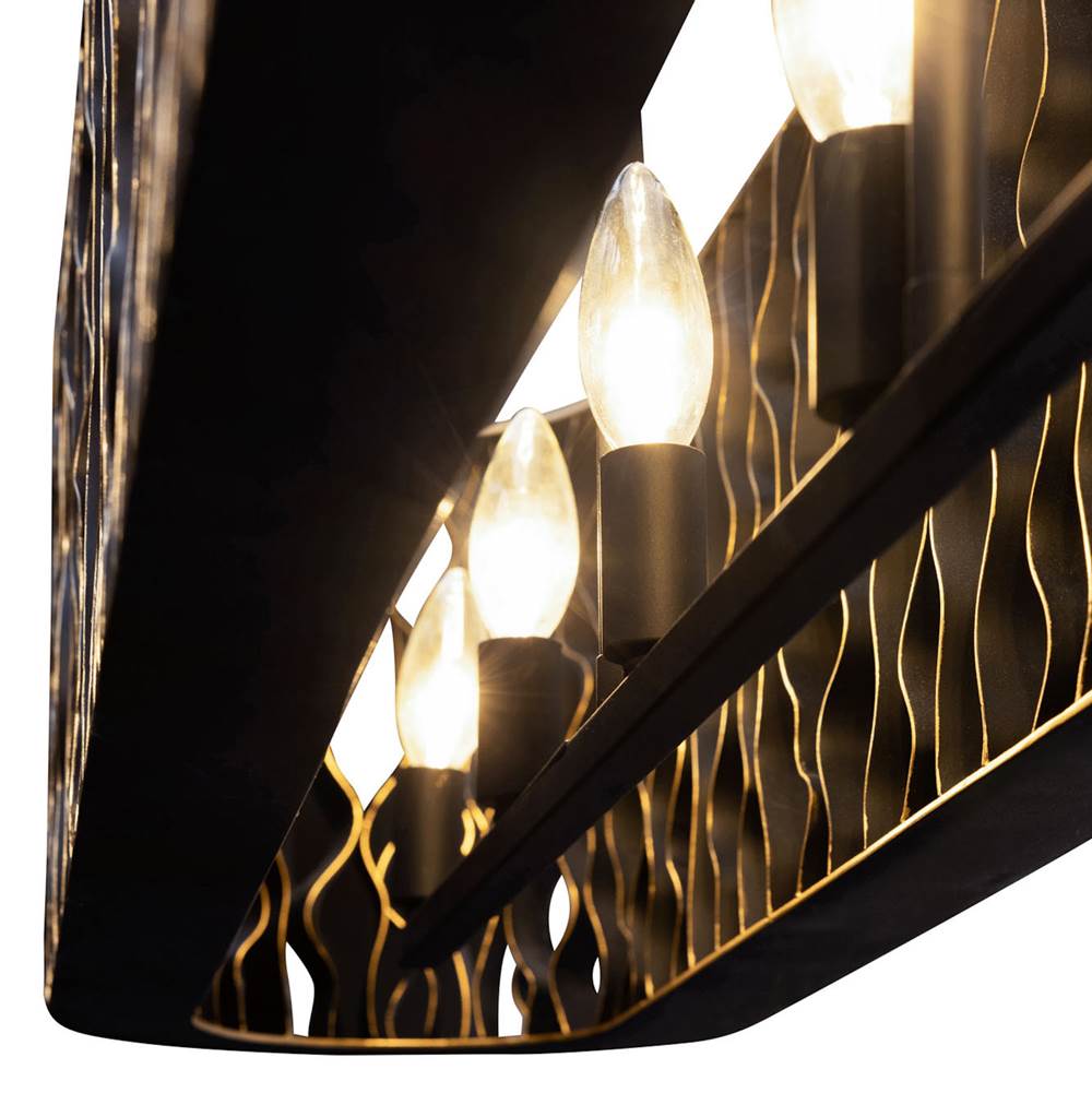 Varaluz 380N06MBFG Matte Black,French Gold Estela 6-lt   Linear Pendant - Matte Black/french Gold Image 2