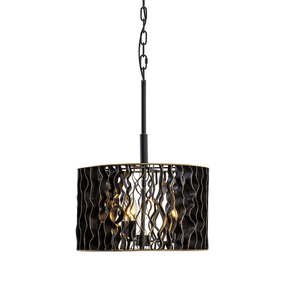 Varaluz 380P03MBFG Matte Black,French Gold Estela 3-lt Convertible Pendant/semi-flush - Matte Black/french Gold Image 1