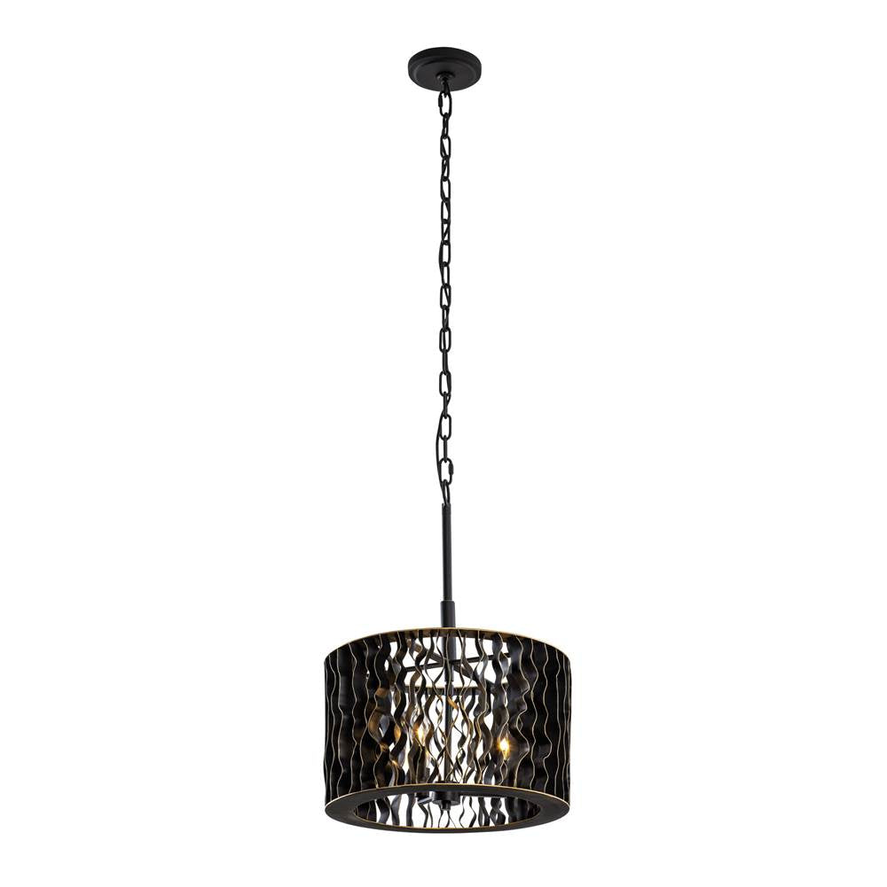 Varaluz Estela 3-lt Convertible Pendant/semi-flush - Matte Black/french Gold