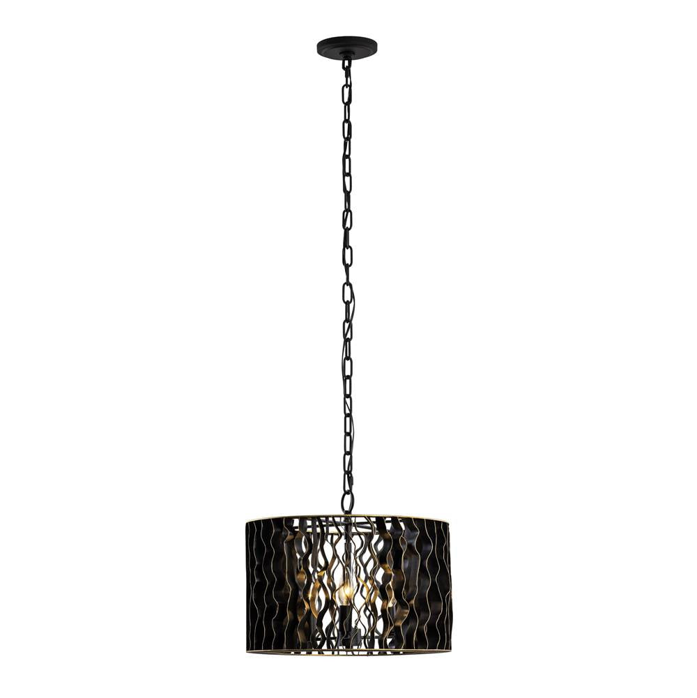 Varaluz 380P03MBFG Matte Black,French Gold Estela 3-lt Convertible Pendant/semi-flush - Matte Black/french Gold Image 9