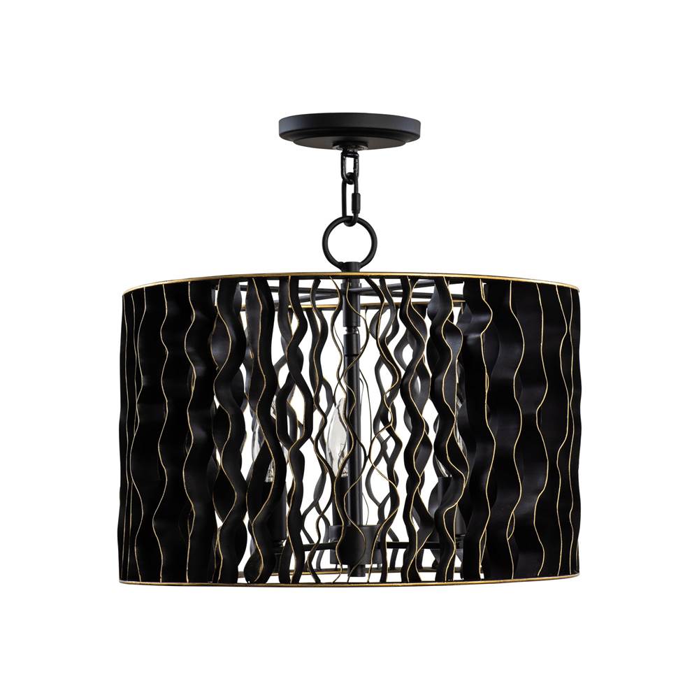 Varaluz 380P03MBFG Matte Black,French Gold Estela 3-lt Convertible Pendant/semi-flush - Matte Black/french Gold Image 8