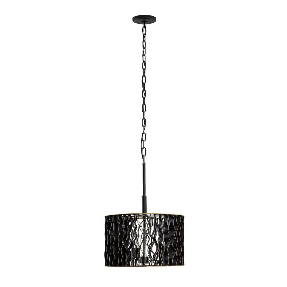 Varaluz 380P03MBFG Matte Black,French Gold Estela 3-lt Convertible Pendant/semi-flush - Matte Black/french Gold Image 6