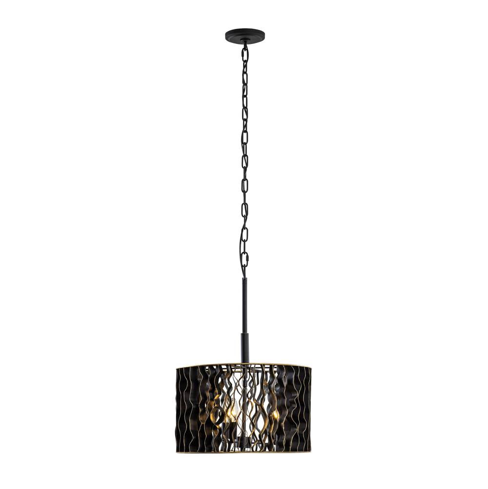 Varaluz 380P03MBFG Matte Black,French Gold Estela 3-lt Convertible Pendant/semi-flush - Matte Black/french Gold Image 5