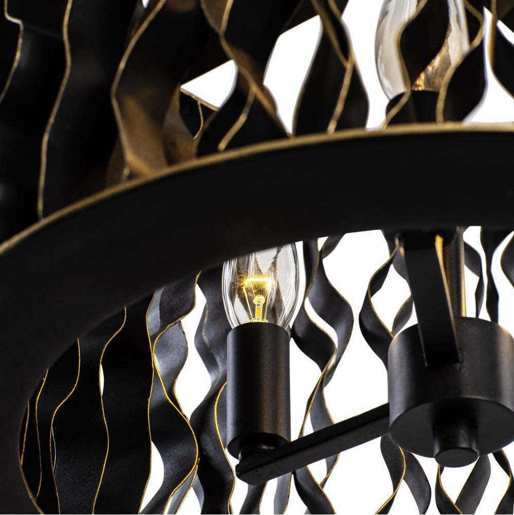 Varaluz 380P03MBFG Matte Black,French Gold Estela 3-lt Convertible Pendant/semi-flush - Matte Black/french Gold Image 4