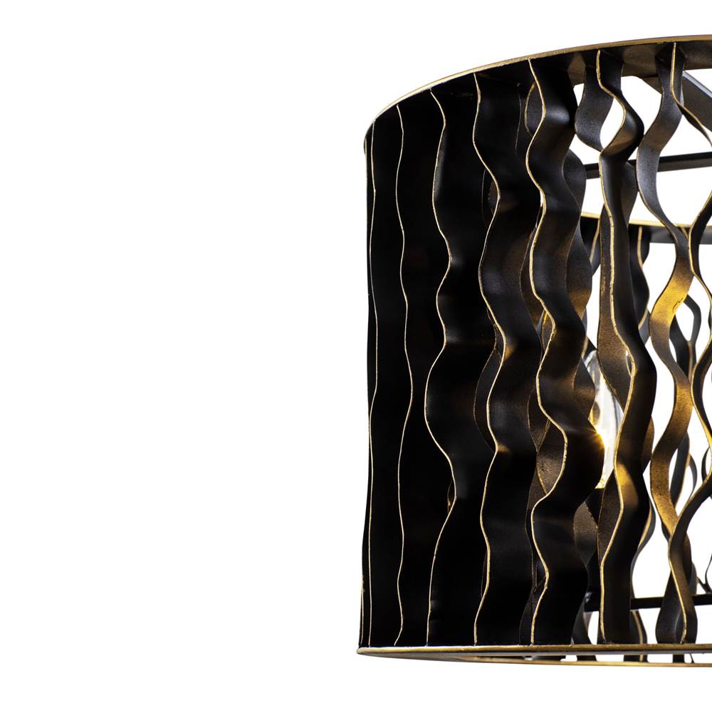 Varaluz 380P03MBFG Matte Black,French Gold Estela 3-lt Convertible Pendant/semi-flush - Matte Black/french Gold Image 3