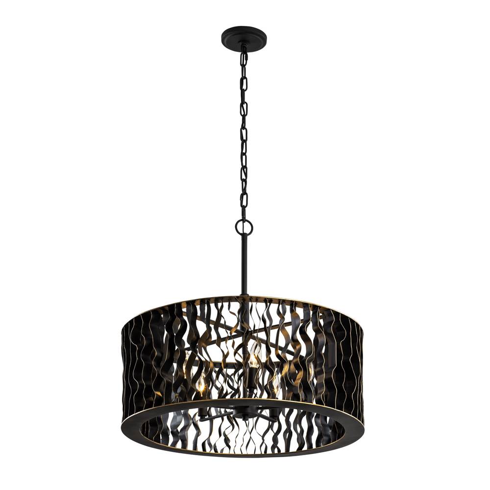 Varaluz Estela 5-lt Pendant - Matte Black/french Gold