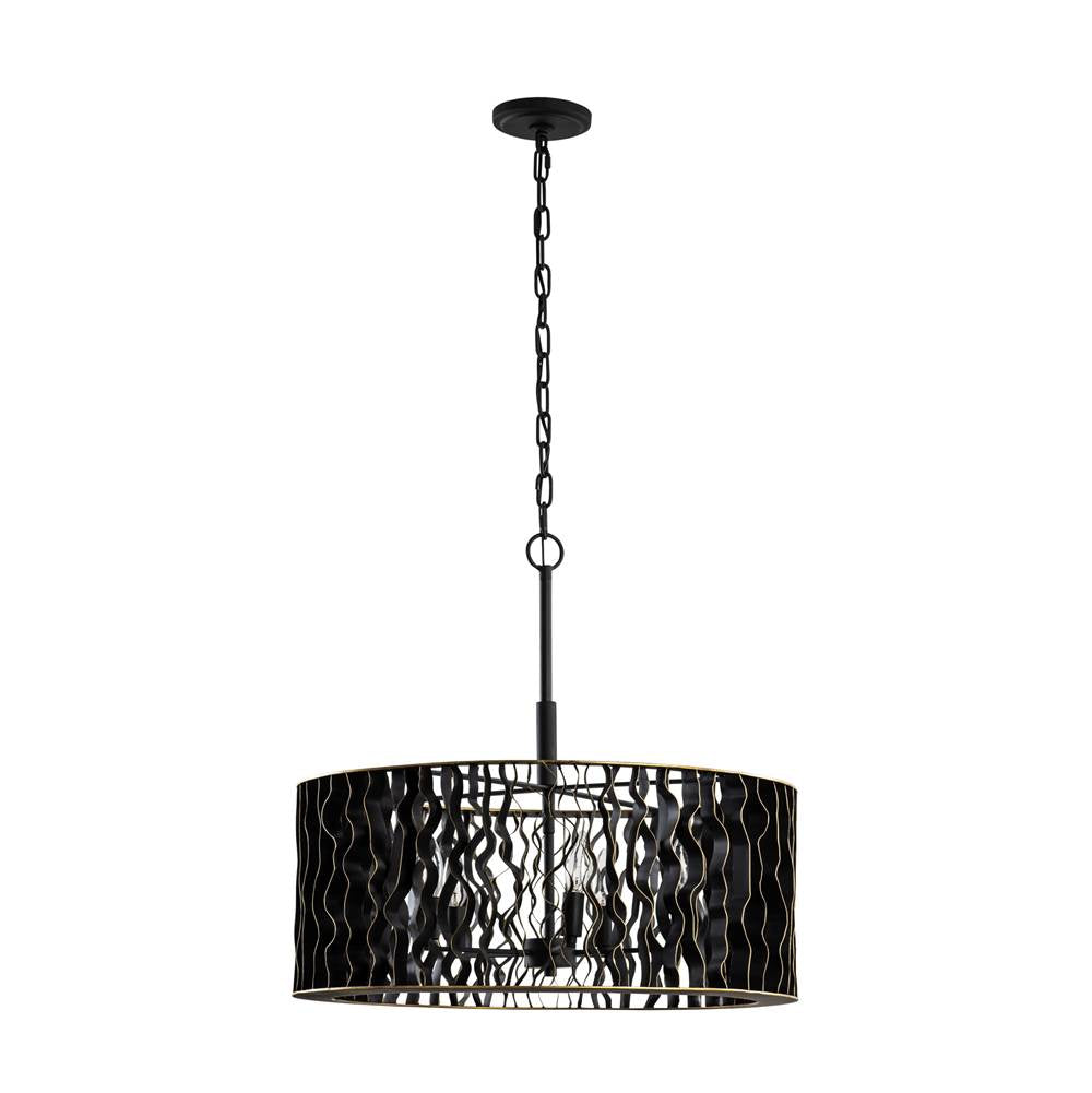 Varaluz 380P05MBFG Matte Black,French Gold Estela 5-lt Pendant - Matte Black/french Gold Image 4
